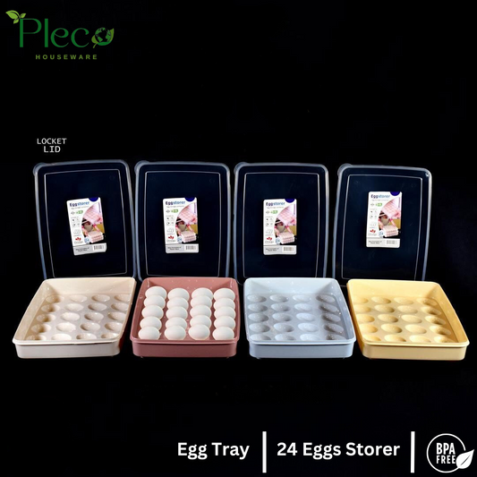 Egg Storage Tray Egg Container for Refrigerator - 24 Egg Holder with Lid