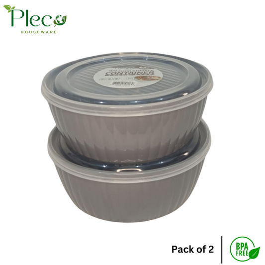 Food storage Containers | 2000ml Round Food Storage containers | pack of 2 Bowl set with lid