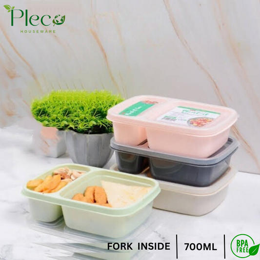 Lunch Box | Lunch Box For Kids | Lunch box with fork | School Lunch Box | Lunch Box with two portions/Compartments | Best Meal box for Office/School/College/University, Meal it Box Small