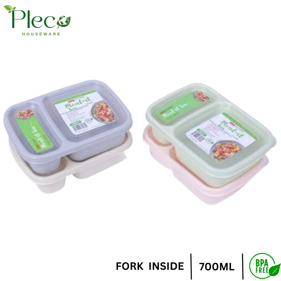 Lunch Box | Lunch Box For Kids | Lunch box with fork | School Lunch Box | Lunch Box with two portions/Compartments | Best Meal box for Office/School/College/University, Meal it Box Small