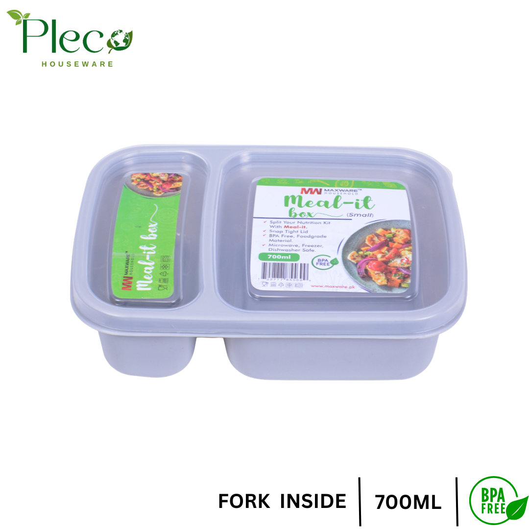 Lunch Box | Lunch Box For Kids | Lunch box with fork | School Lunch Box | Lunch Box with two portions/Compartments | Best Meal box for Office/School/College/University, Meal it Box Small