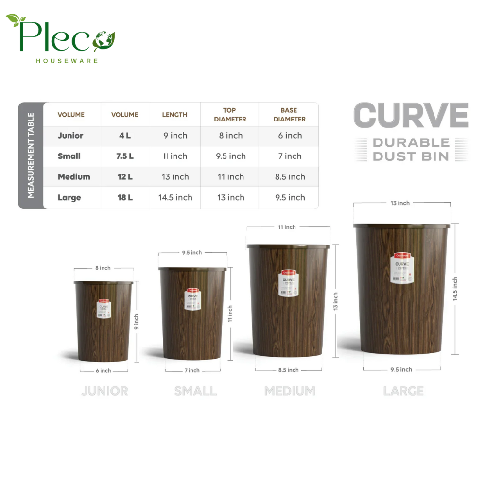 Wooden Style Curve Dustbin