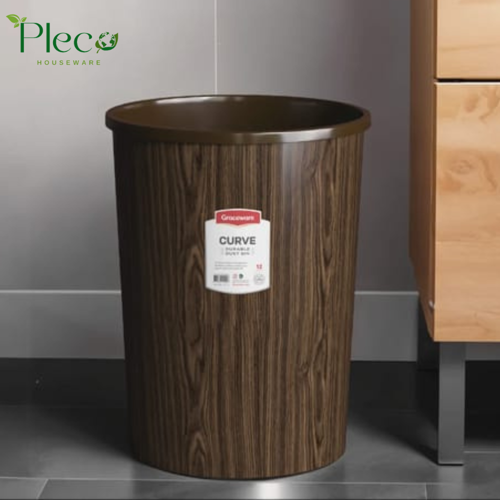 Wooden Style Curve Dustbin