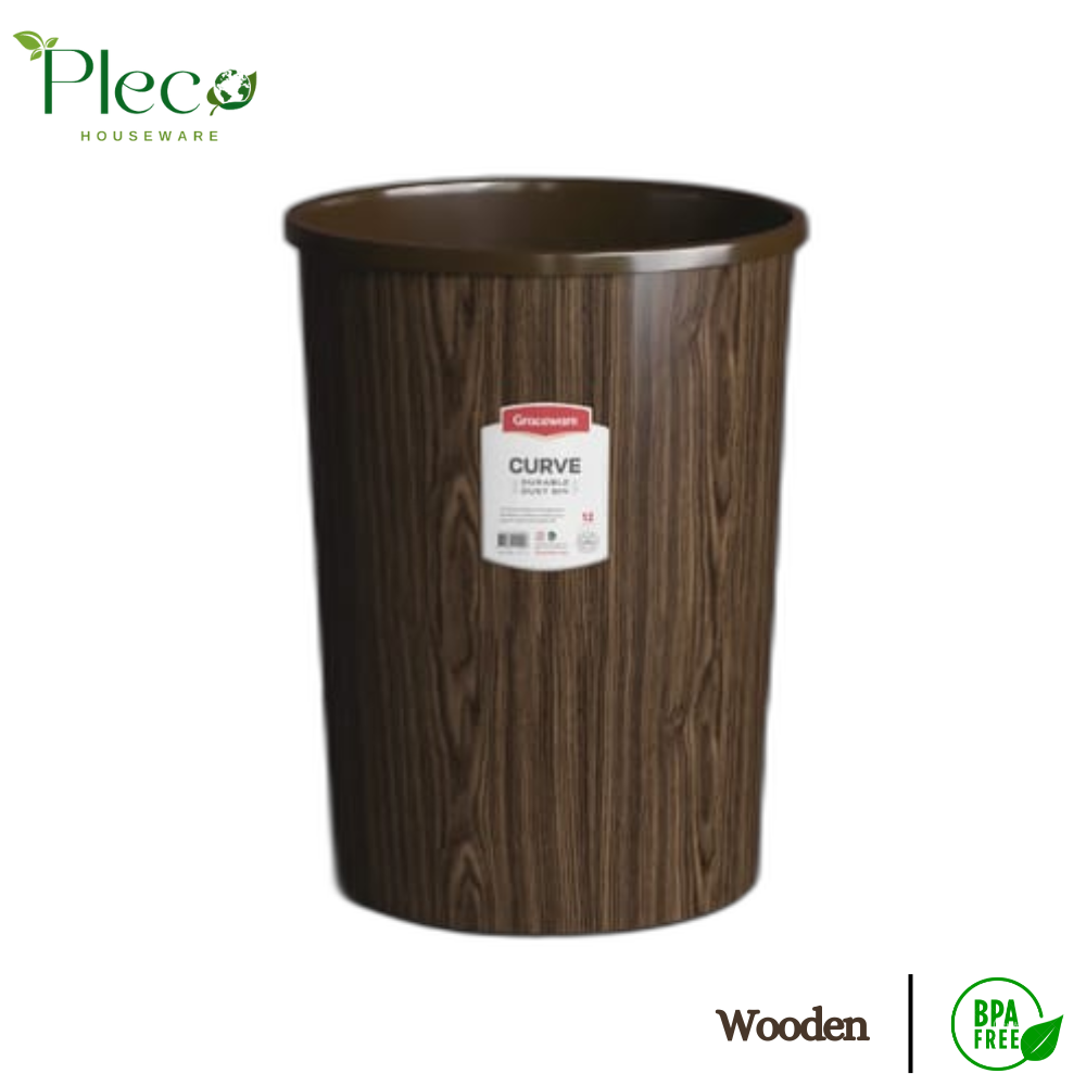 Wooden Style Curve Dustbin